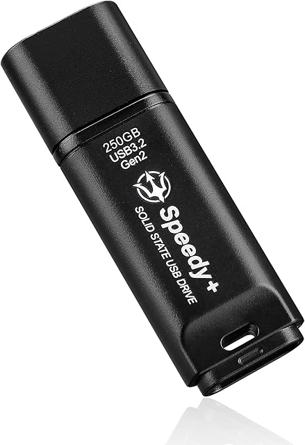 TRIDENITE External SSD 250GB Portable Solid State USB Drive, USB 3.2 Gen2 UASP SuperSpeed+. Optimal Speeds Up to 600MB/s Read, 260MB/s Write - Speedy+
