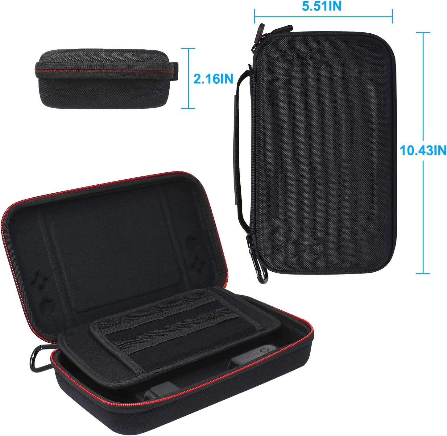 Stand Charging Case Bag Compatible with Nintendo Switch with Built-in 10000mAh Recharge Battery and 8 Game Card Holders - Black