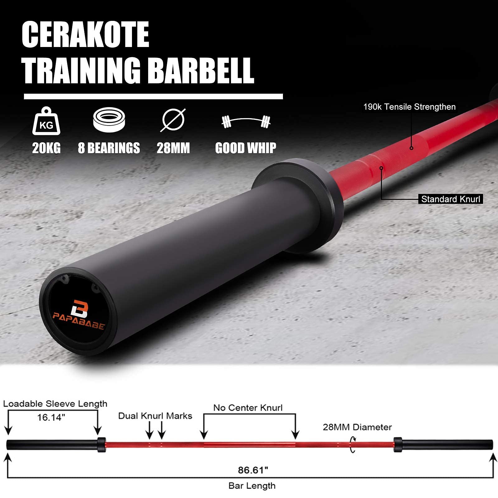 Amazon | Papababe オリンピックバーベル 7フィート セラコート