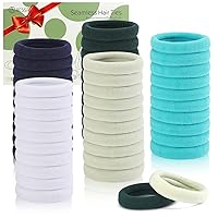 Vista 15 de 100 unidades de gomas de pelo gruesas sin costuras, accesorios para el cabello que no causan daños para cabello grueso, para el Día de San Valentín