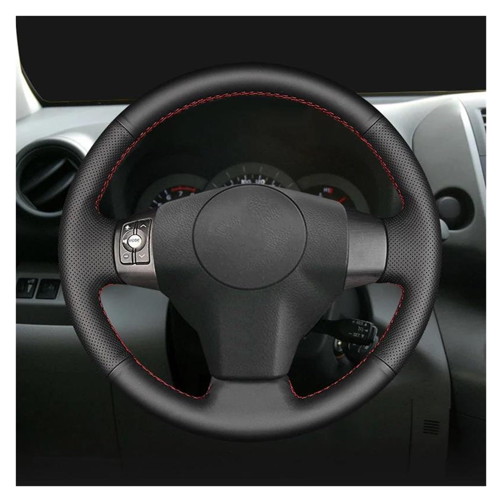 Lenkradabdeckung Handgefertigtes Auto-Lenkrad Für Toyota Für Rav4 2009–2012 Jahre, Schutzhülle, Atmungsaktive Lenkabdeckungen Lenkrad Bezug Auto(Black)