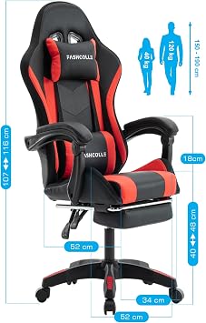 Red Star Illuminated - Massage Featured Player Seat Red-black