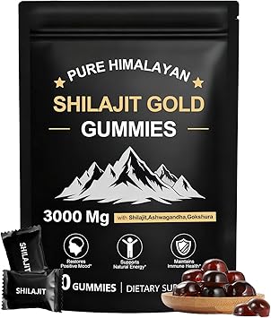 Himalayan Shilajit Gummies for Men & Women, Rich in Ashwagandha, Gokshura with 85+ Trace Minerals & Fulvic Acid, No Added Sugar, Non-GMO, 100% Natural & Organic | 80 Gummies, Pouch