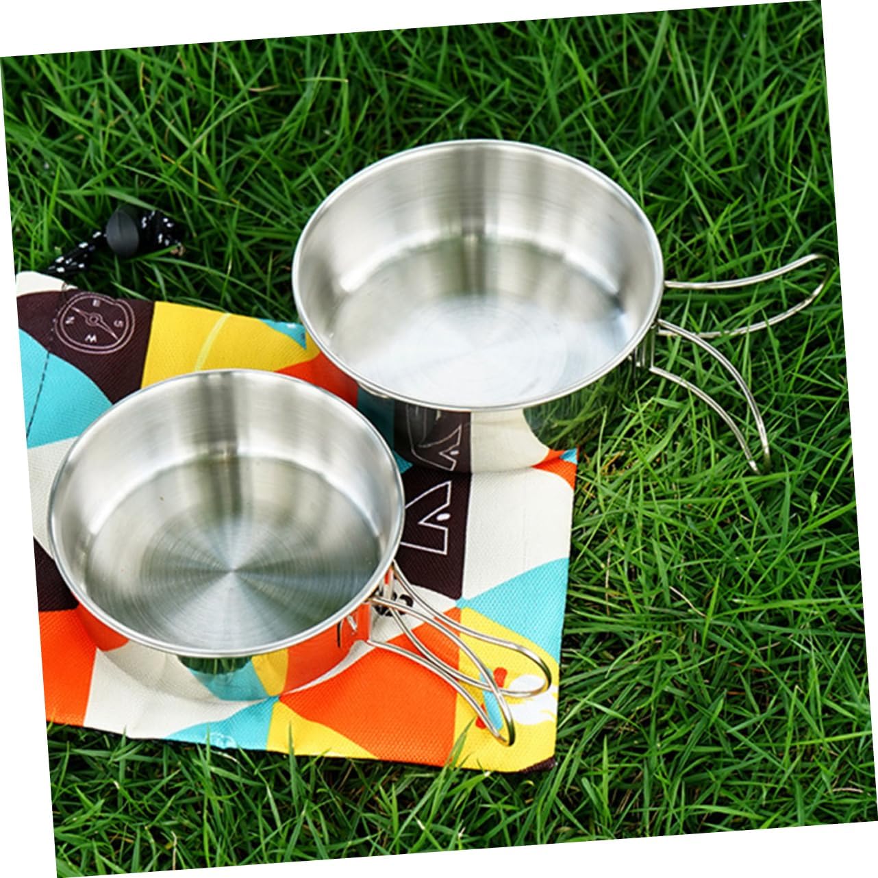 Folding Stainless Steel Bowl Salad Bowl Lid for Camping Portable Outdoor Tableware