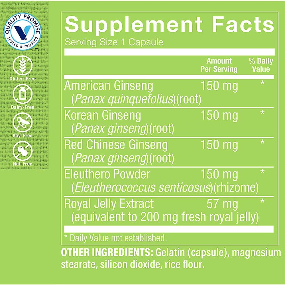 The Vitamin Shoppe Ginseng - Energy Support, Mental Clarity & Adaptogenic Wellness (120 Capsules)