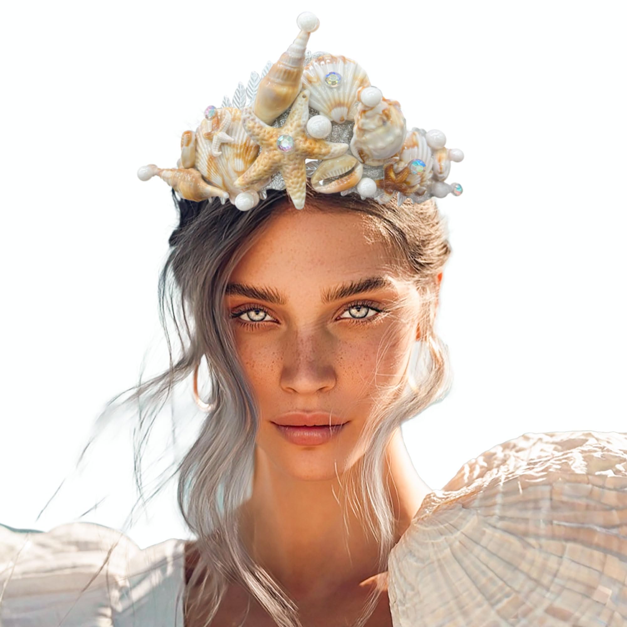 JeVenis Mermaid Crown Headband Seashell Crown Siren Costume Women Gold ...