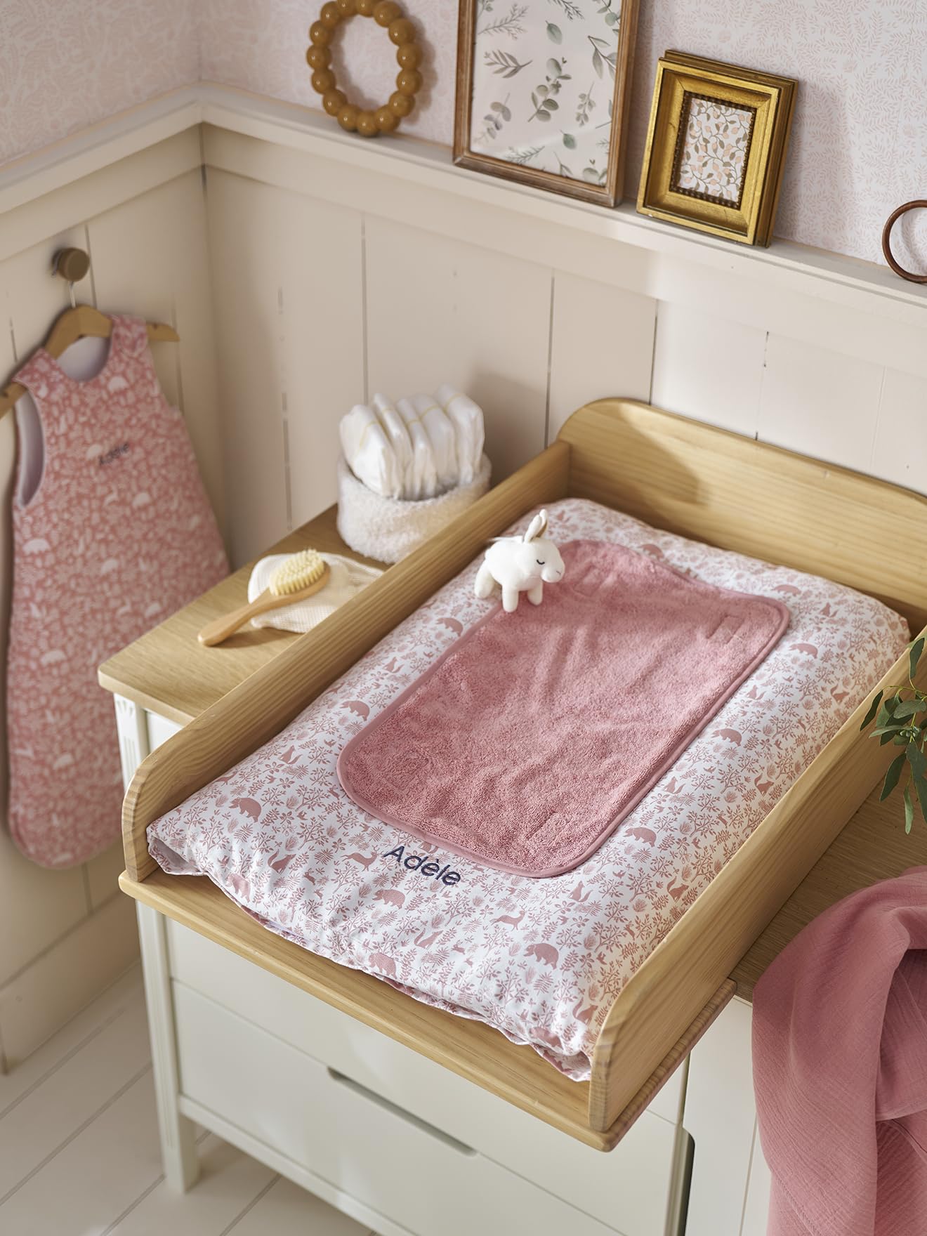 VERTBAUDET Wickelauflage und 2 Wickelunterlagen für Babys, PVC, Altrosa, TU