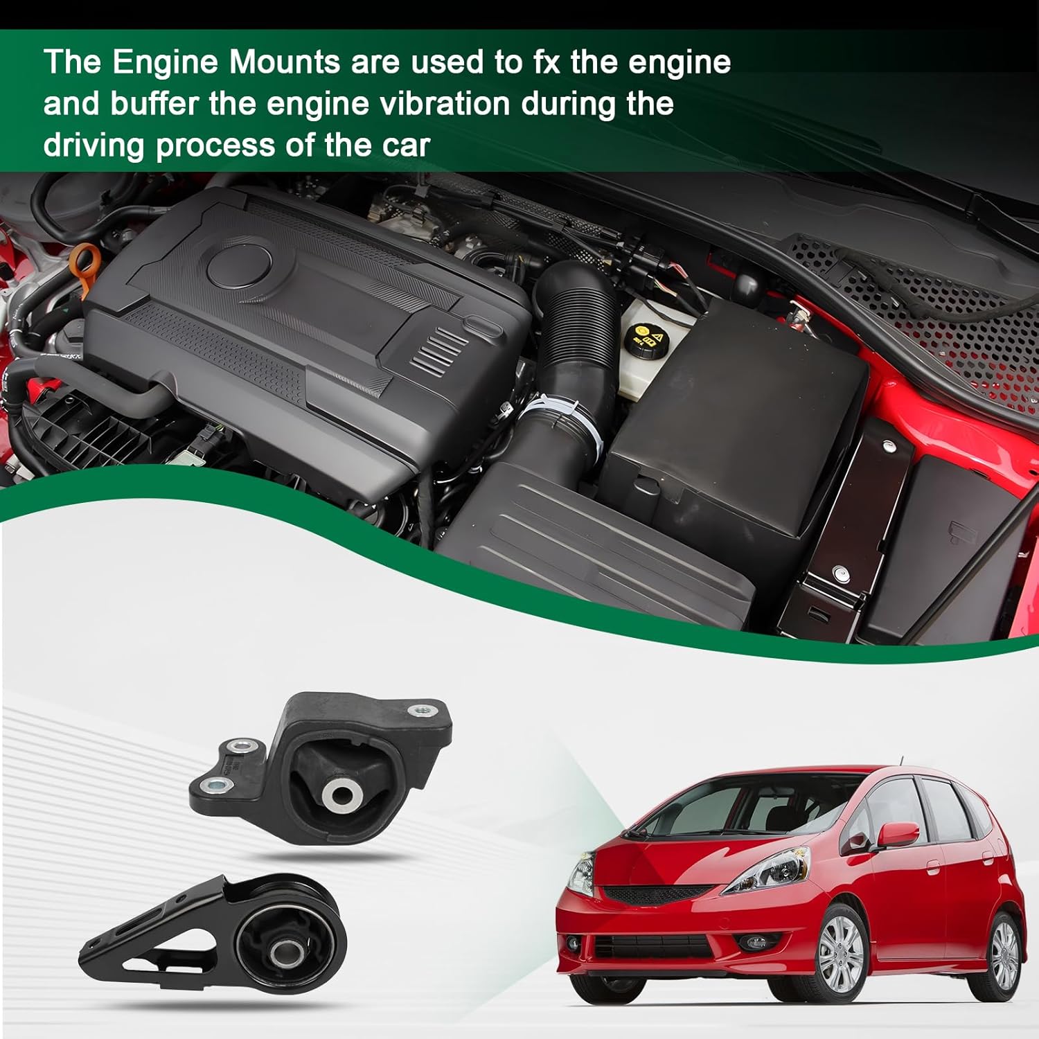 SCITOO Front and Rear Engine Motor Mounts for Honda Fit 1.5L 2007-2008 Replace OE A4541, A4552