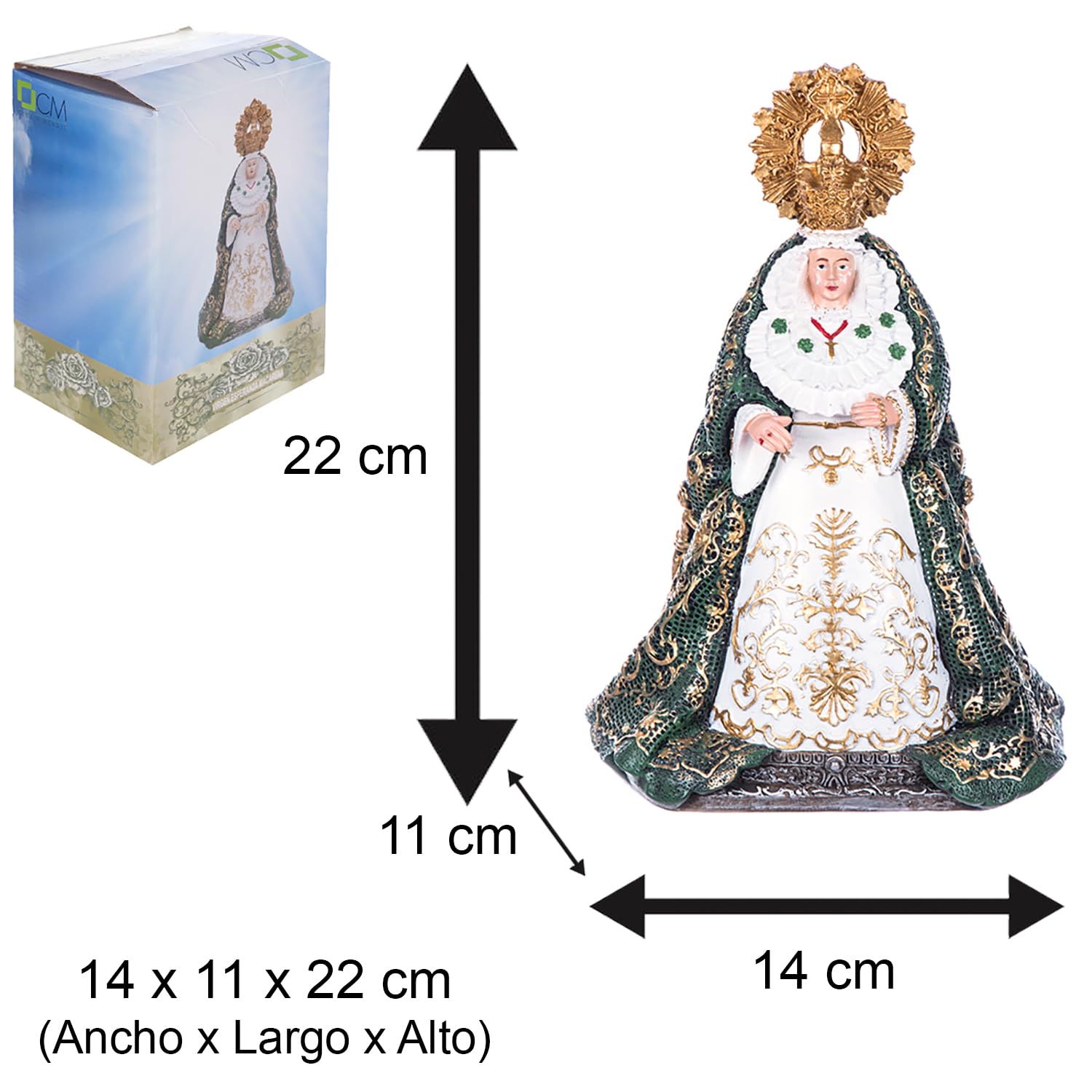 Figura Virgen Macarena 22 cm Resina Decoración Religiosa