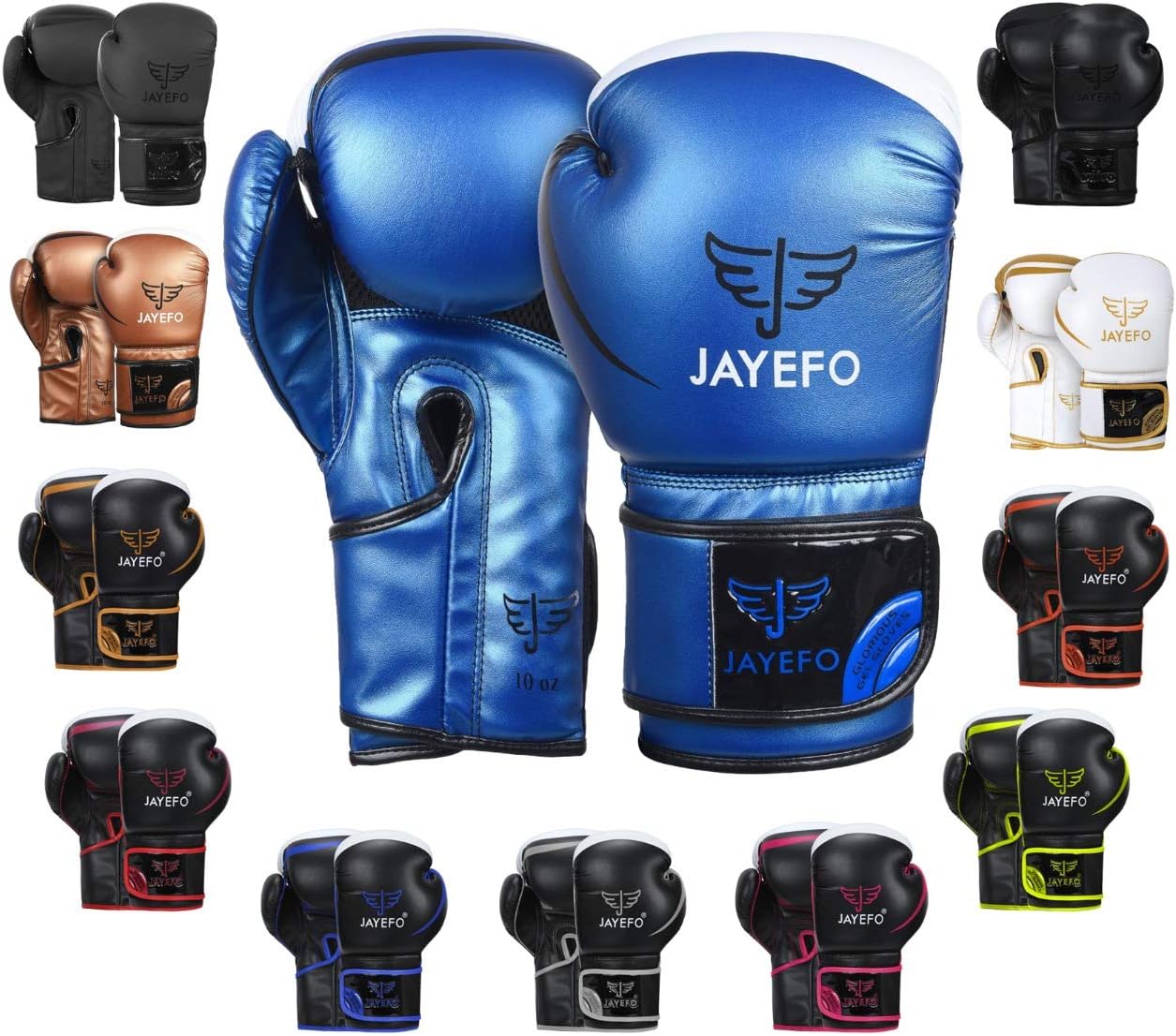 Jayefo Glorious Boxing Gloves Muay Thai Kick Boxing Leather Sparring Heavy Bag Workout MMA Pro Leather Gloves Mitts Work for Men & Women : Sports & Outdoors