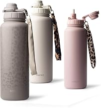 MAMEIDO Thermos Flask with Straw 700ml (Sleek Leo) | 12 hours hot/24 hours cold, leak-proof and BPA-free with 2-in-1 sports lid and carrying strap, stainless steel drinking