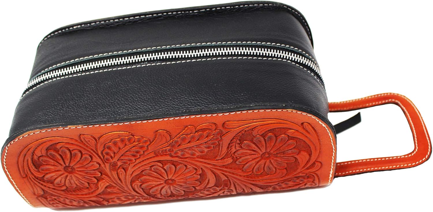 CHALLENGER 100% Cow Leather Men Women Travel Toiletry Organizer Shaving Dopp Kit Bag 18AA09