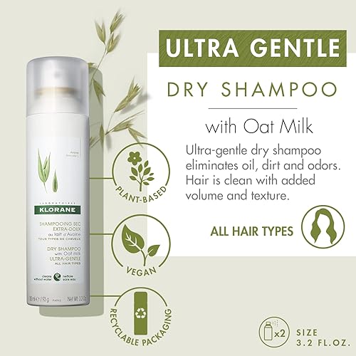 Miniatura 2 de Klorane Champú seco con leche de avena ultra suave todo tipo de cabello sin residuos blancos sin parabenos ni sulfatos