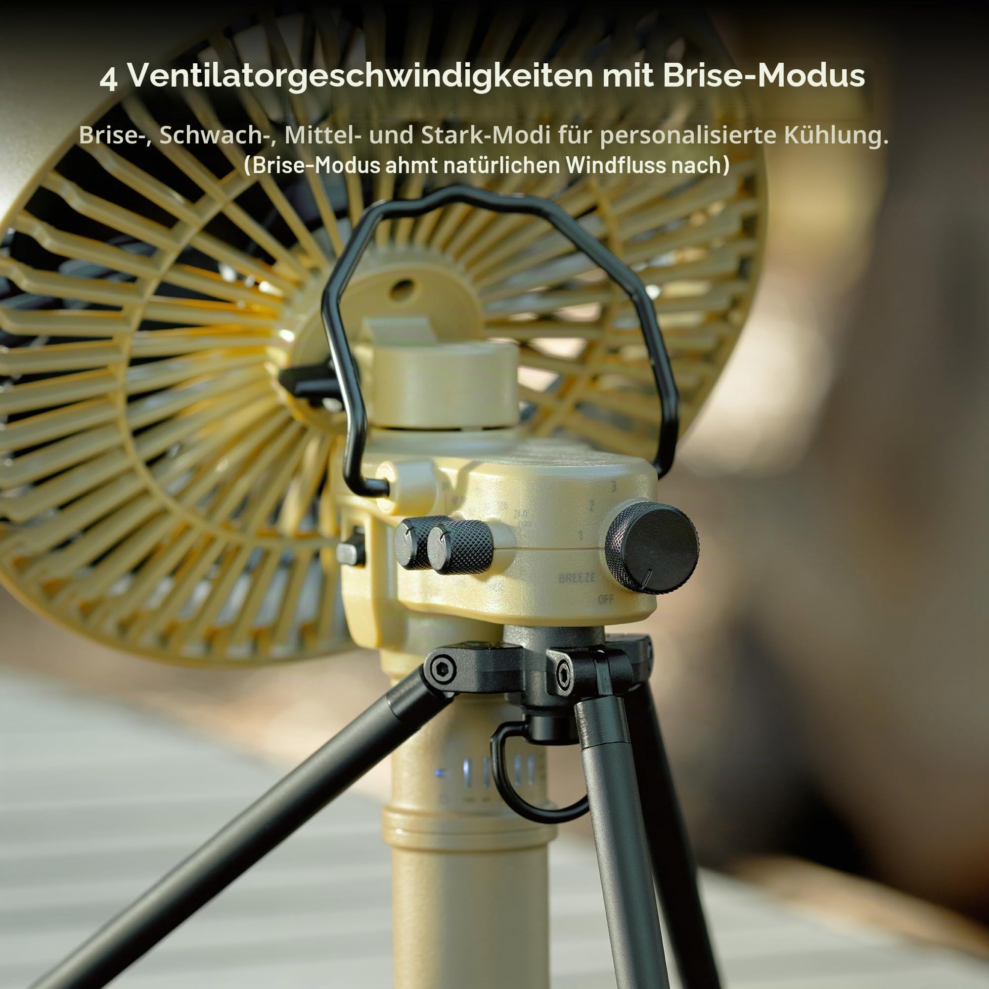 エレコム(ELECOM) NESTOUT Outdoor Camping Fan with Tripod, 4 Speed Settings & Breeze Mode, 3 Angle Oscillation, 90° Adjustable Tilt, Auto Timer (30/60/90 mins), USB C Compatible, Portable Tent Fan (Black)