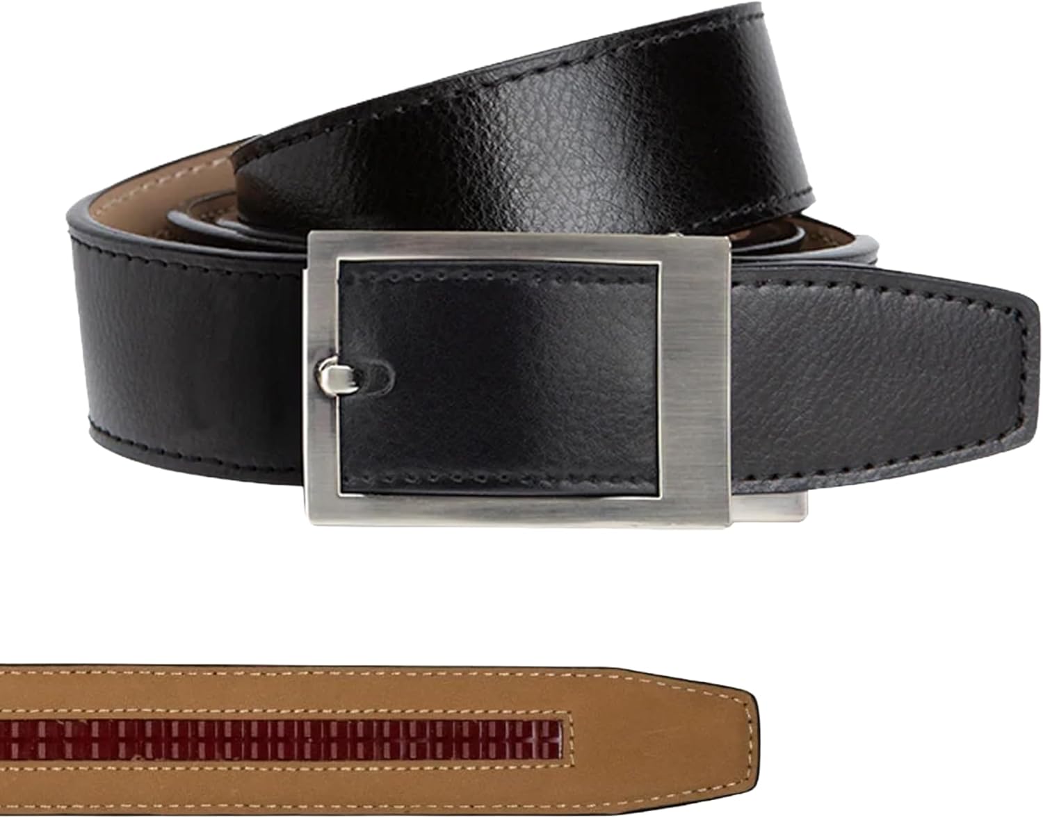 Nexbelt Men's Classic Ebony Dress Ratchet Belt – PreciseFit Adjustable Leather – Versatile for Office & Formal Wear (Fits up to 45")