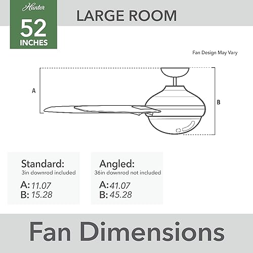 Miniatura 9 de Hunter - Brazos 51535 Ventilador de techo negro mate para interiores y exteriores de 52 pulgadas con kit de luz LED regulable, control remoto, motor