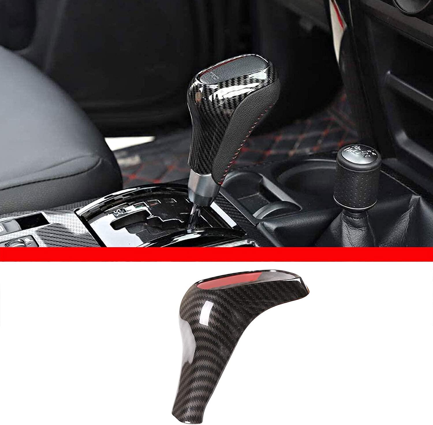 Autobro for Toyota Tundra 2014-2021,for Toyota 4Runner TRD Pro Off-Road 2010-2021 ABS Car Center Gear Shift Head Cover Trim (Red) (Red)