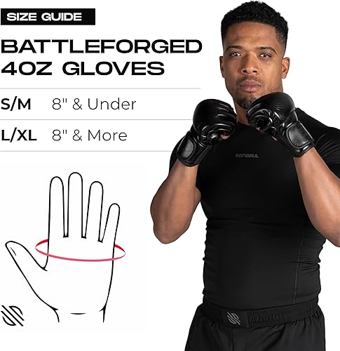 Miniatura 5 de Sanabul Guantes forjados de batalla de 4 onzas MMA para hombres y mujeres, guantes profesionales de boxeo, Muay Thai, Kickboxing, para combate,
