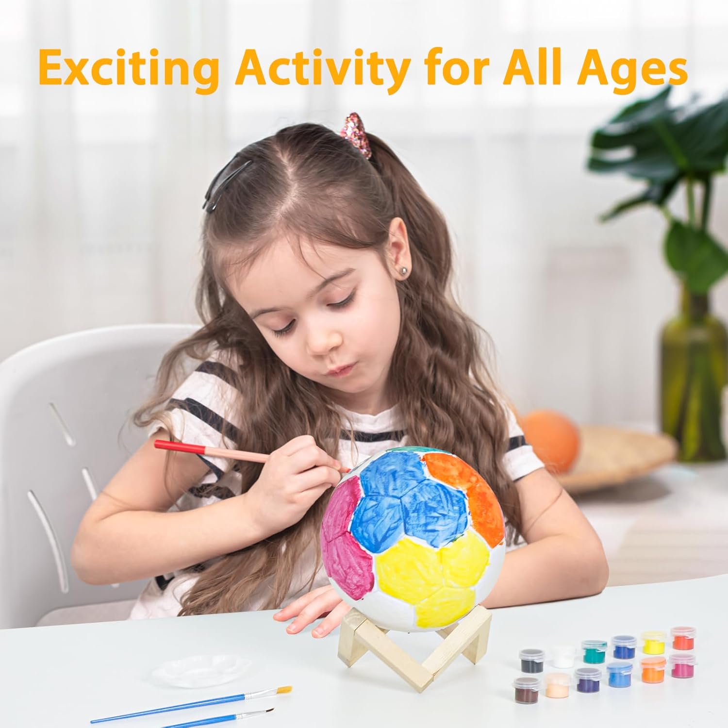 Paint Your Own Soccer Ball Lamp Kit, 4.7 Inch 16 Colors DIY 3D Soccer Ball Light Remote Control,Art Supplies Birthday Gifts for Friends Kids, Arts Crafts for Girls Boys Ages 6-8 8-12