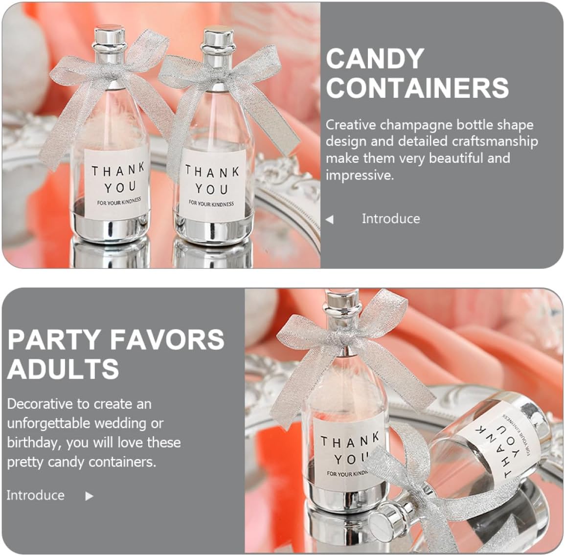 24pcs Mini Silver Sparkling Bottle Candy Boxes Wedding Party Favors Creative Birthday Packaging