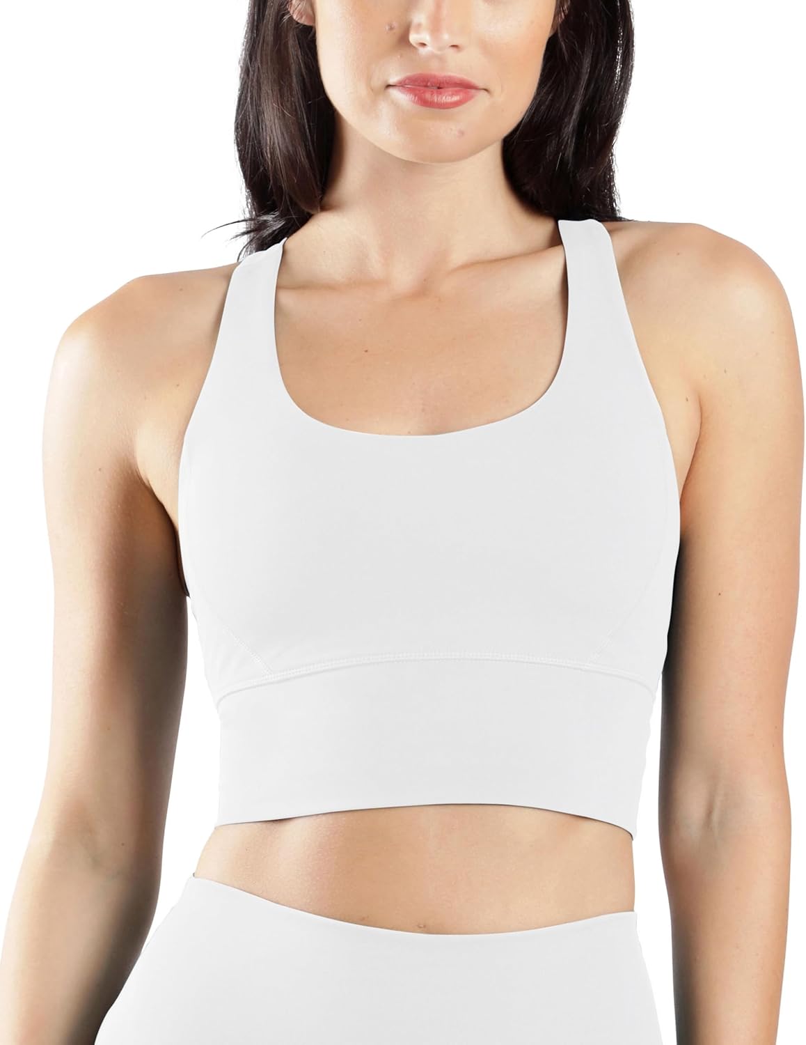 90 Degree By Reflex Long Line Sports Bra Racerback Workout Medium Impact Yoga Top