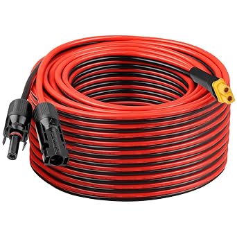 10AWG 75FT XT60 Solar Extension Cable 2 3 6 10 15 20 25 35 40 50 75 100FT XT60 Solar Extension Connector Adapter Thicker Cable Female to Male for Portable Power Station Solar Panel RC LiFePO4 Battery