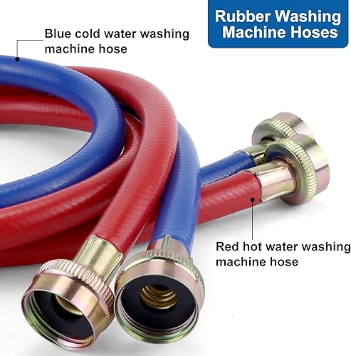 Miniatura 6 de Mangueras de lavadora de 4 pies, mangueras de goma para lavadora 34, 2 paquetes, líneas de suministro de agua a prueba de estallidos para mangueras