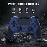 Vista 2 de OFOTEIN Controlador inalámbrico Pro para controlador PS4, controlador de juego compatible con Playstation 4SlimProPC, batería recargable integrada