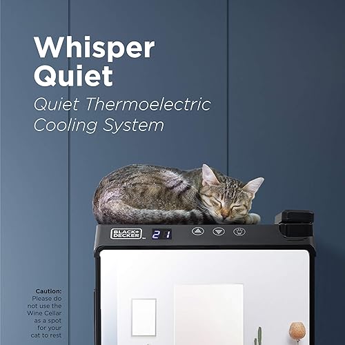 Miniatura 11 de BLACK+DECKER Enfriador de vino 8 botellas, refrigerador de vino termoeléctrico con espejo frontal, refrigerador de vino independiente y pantalla