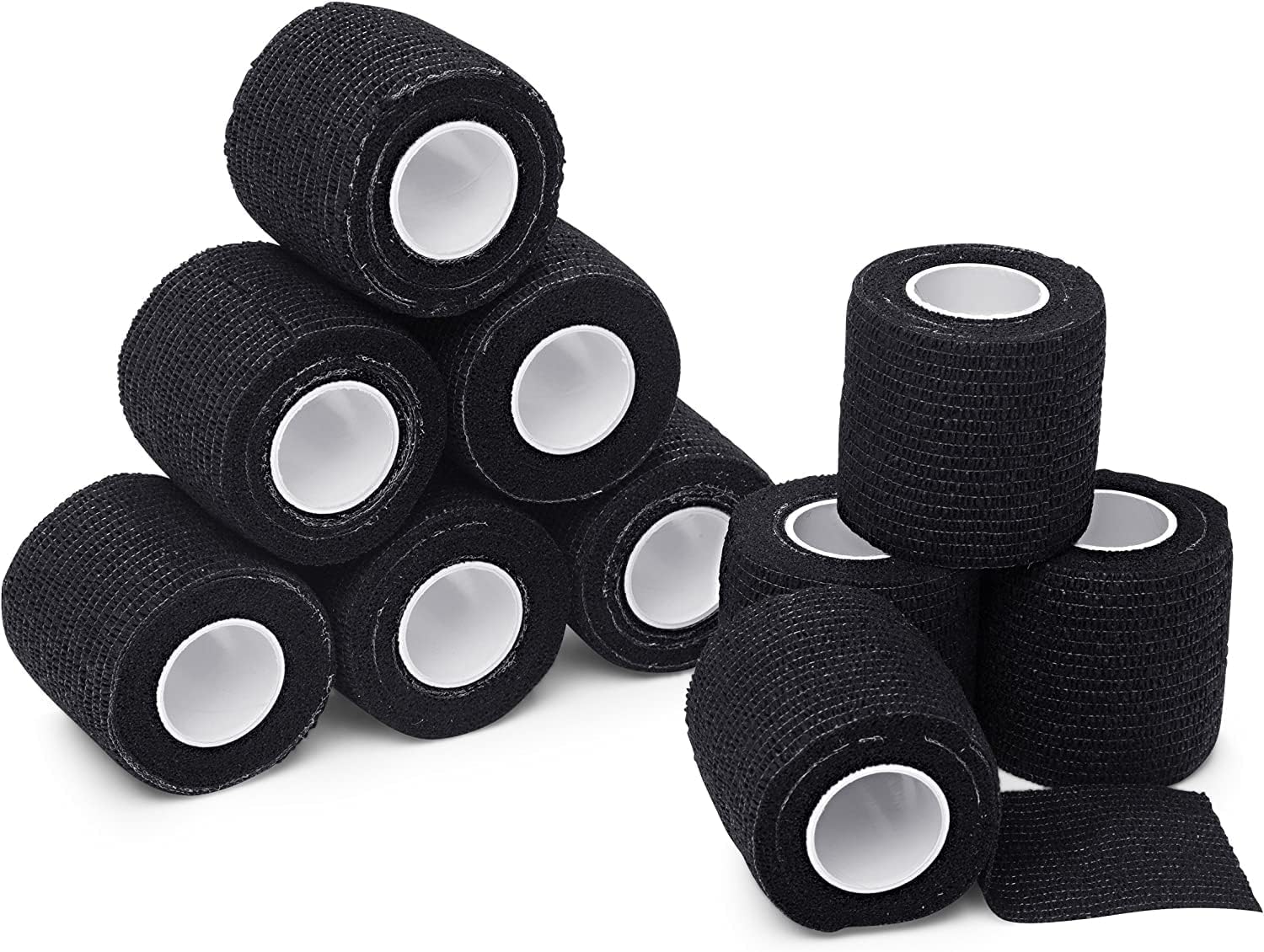 Self Adherent Cohesive Wrap Bandages 2 Inch by 5 Yards - Self Adhesive Non Woven Bandage Rolls - Black Athletic Tape for Wrist - Breathable Athletic Tape - Stretch Wrap Roll - Ankle Tape (10 Pack) : Health & Household