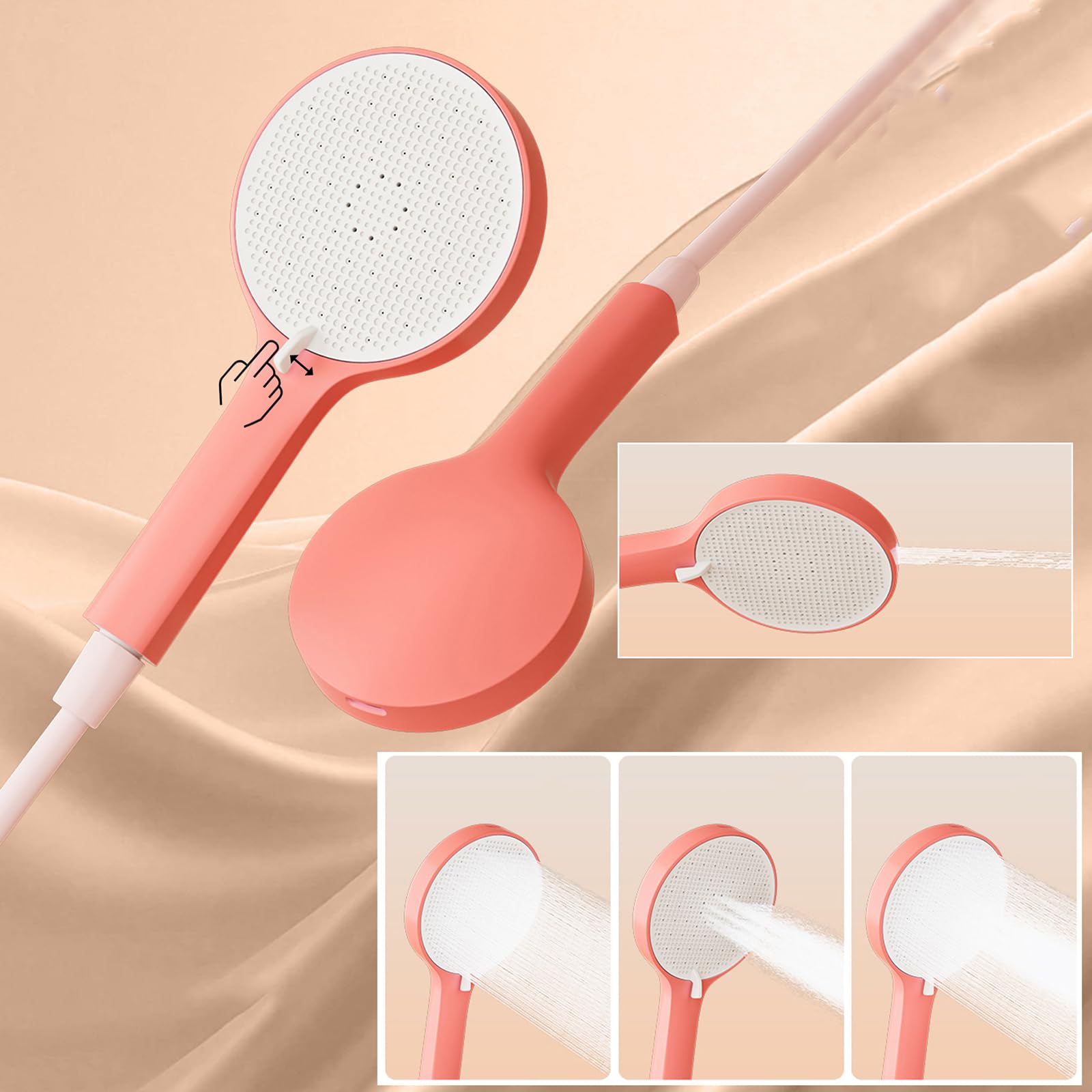 BiaoTeng Colonna Doccia Altezza Regolabile Rotonda con 4 Modalità Doccetta, Caldo e Freddo Ottone Colonna per Doccia a Parete e Cascata Rosa