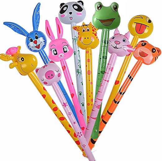 Inflatable Animal Stick Toy, 10Pcs Safari Animals Stick Jungle Animals