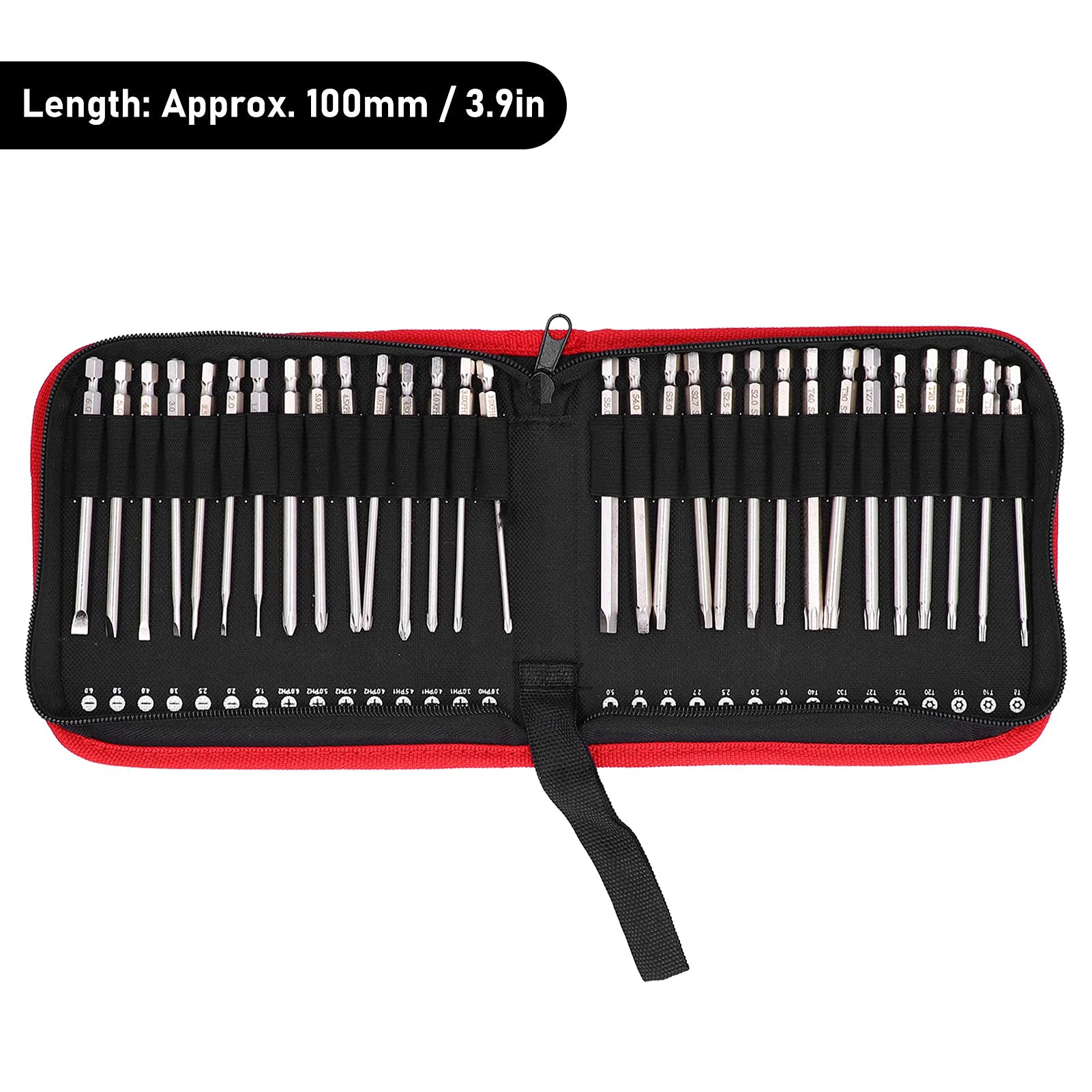 30 -częściowy magnetyczny śrubokręcznik Zestaw bitów z magazynem 100 mm S2 Stal bity HEX Phillips Torx Głowice szczeliny do elektrycznych śrubokrętów pneumatycznych i ćwiczeń (150 mm)