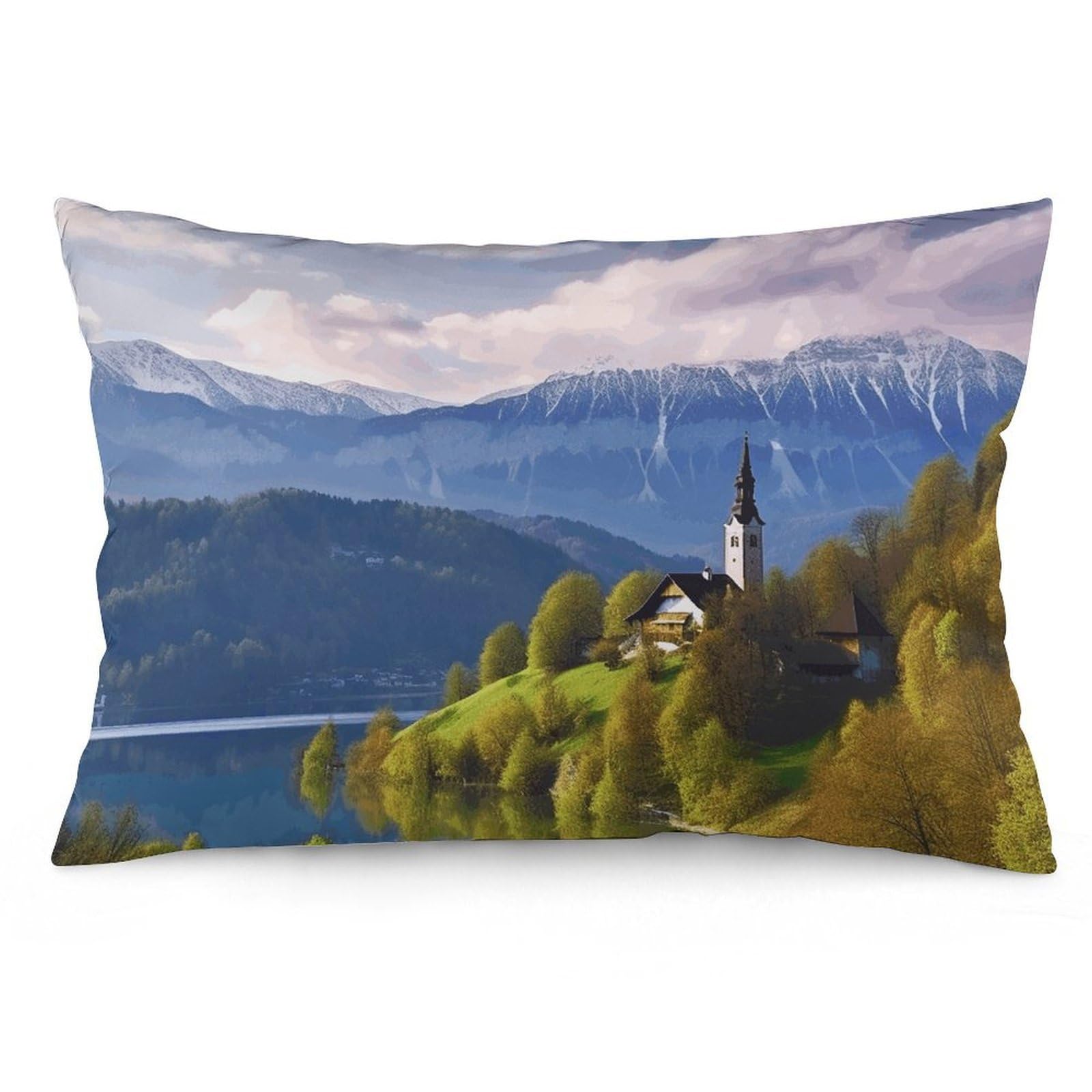 2 Pack Pillow Cases for Hair and Skin, Soft Breathable Pillow Case Covers with Hidden Zipper, Slovenia Landscape Pillowcase 16 "x24 Pillow Covers for Sleeping Gift
