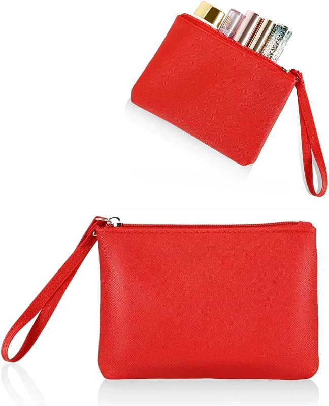 Necessaire compacta SeBUCUOO com zíper e alça de pulso, vermelha, 1 unidade
