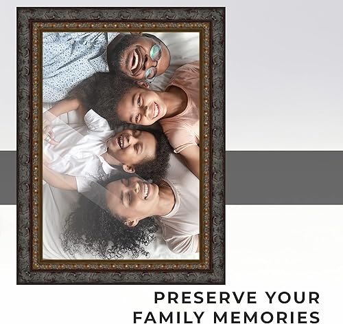 Miniatura 3 de Marco Fitz de 27 x 40 pulgadas, color negro y dorado, de madera maciza, de 2 pulgadas de ancho, marco de póster de película de una hoja, marco