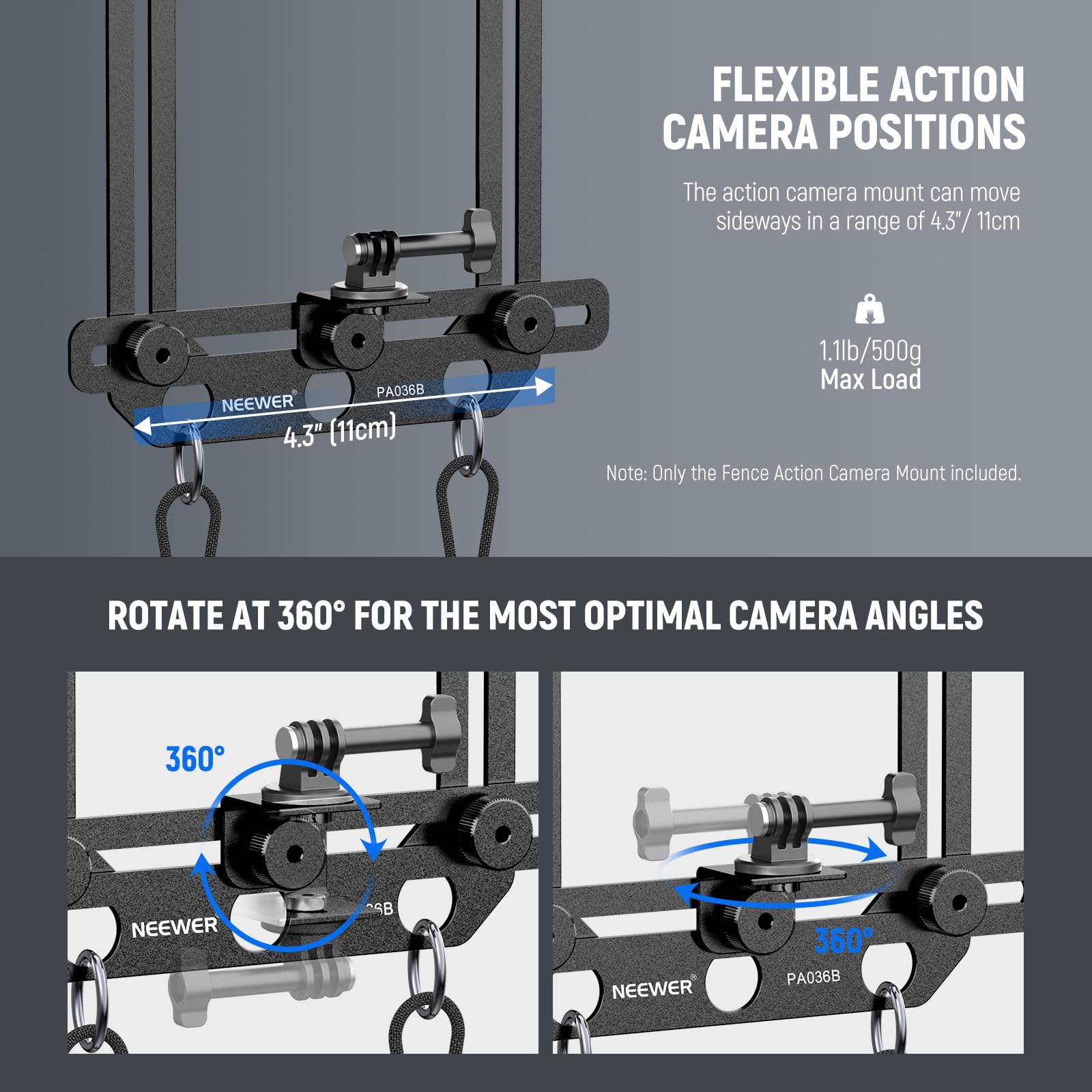 NEEWER Supporto Recinzione+Parasole Compatibile con iPhone Mevo Camera GoPro Insta360 DJI Pocket Radar Game Changer App, Kit Supporto in Metallo e Portatelefono per Streaming Video di Baseball, PA036B