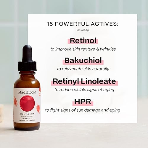 Miniatura 4 de Mad Hippie Super A - Suero de retinol para la cara, potente suero reparador de la piel y antienvejecimiento con 3 retinoides, bakuchiol + ácido