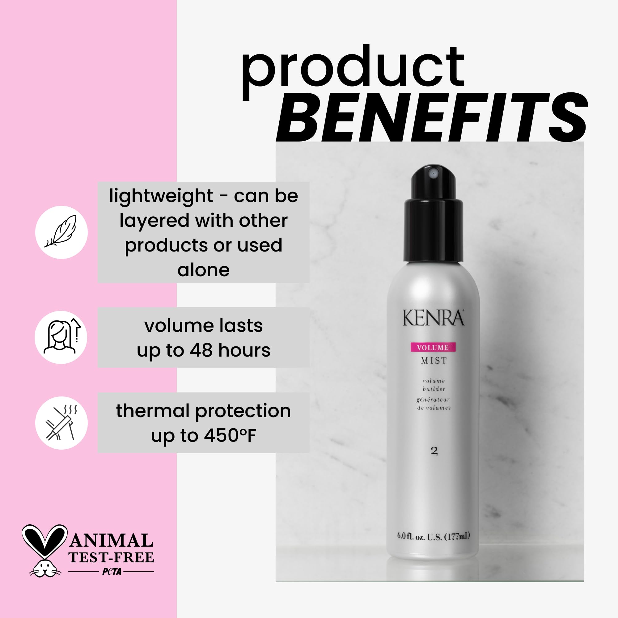 Kenra Professional Volume Mist 2 | Volume Builder | Lightweight, Fine Mist | Low Hold, Flexible Finish | Thermal Protection | Volume That Lasts Up To 48 hours | All Hair Types | 6 fl. oz.