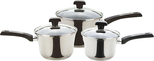 Prestige Durasteel Induction Stainless Steel Saucepan, Silver, Set of 3