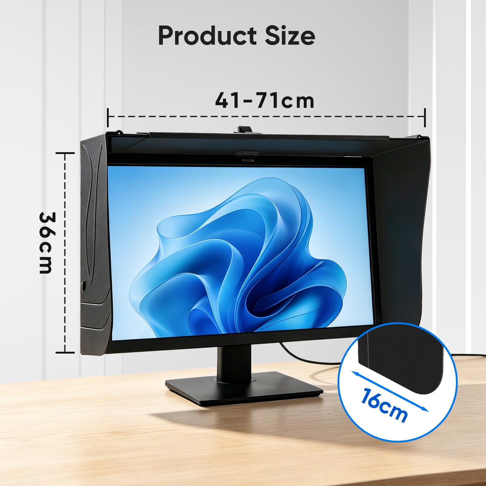 Monitor Hauben Sonnenschutz, 17-27 Zoll Bildschirm Sonnenblende Verstellbare Monitorhaube Laptop Sonnenschutz für Monitor Außenrahmen Monitor Sonnenschutz Bietet Schutz der Privatsphäre