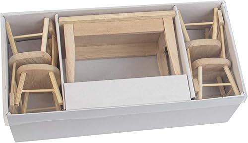 Miniatura 3 de AUEAR, Juego de muebles de madera para mesa de comedor en miniatura, 1 paquete de 5 unidades