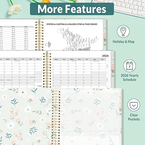 Vista 27 de SUNEE Libro de citas 2026, trimestral por hora, semanal y mensual, de enero de 2026 a diciembre de 2026, planificador semanal de 8.5 x 11 pulgadas