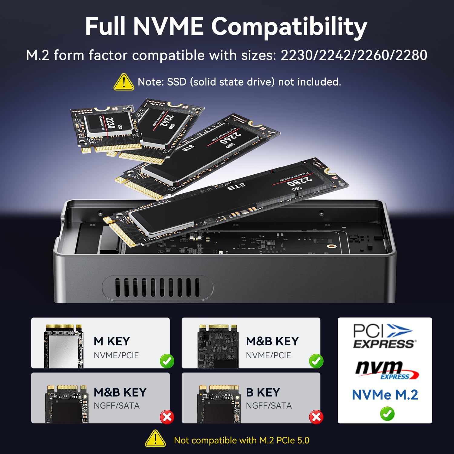 AGEEN 80Gbps M.2 NVMe SSD Enclosure for Thunderbolt 5/4/3, USB4 V2.0/V1.0, Dual Chips (JHL9480&RTL9210), Backward Compatible with USB 3.2/3.1/3.0/2.0, Supports 8TB SSD 2280/2260/2242/2230 (Space Gray)