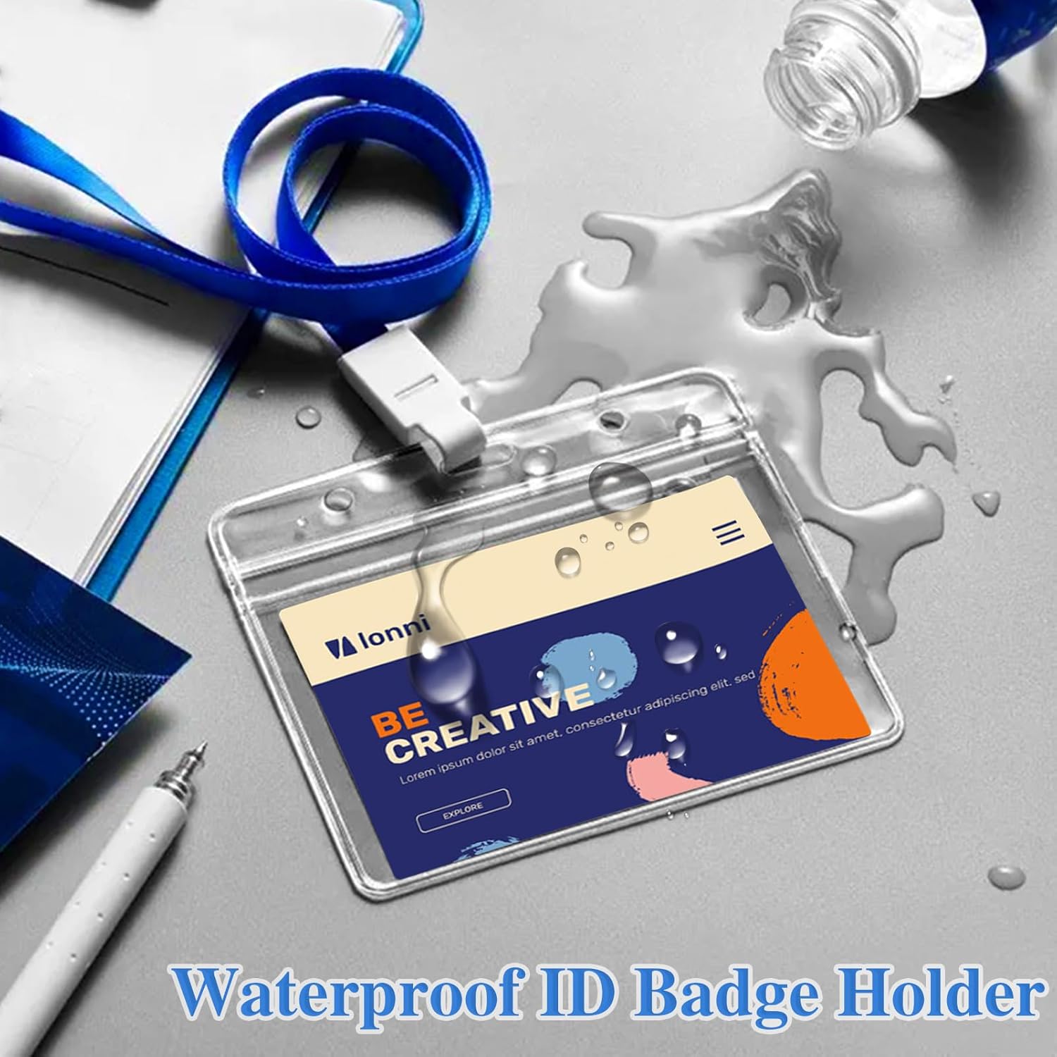 Horizontal Badge Holder, Extra Thick ID Card Name Badge Holder, Name tag Holder with Waterproof Type Resealable Zip (100 Pcs) - Image 4