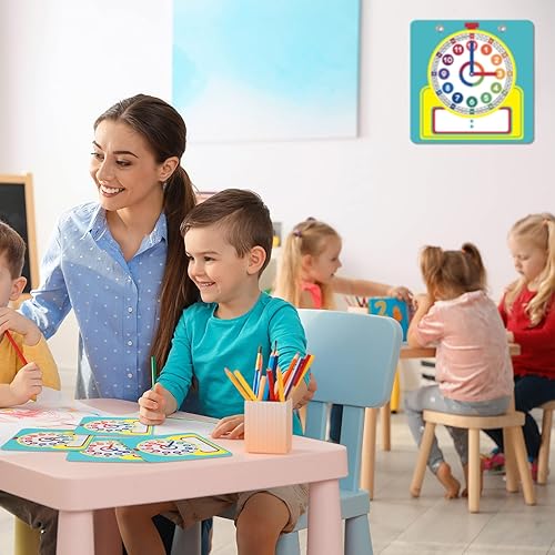 Miniatura 6 de Junkin Kit de reloj de enseñanza de 25 piezas, relojes de aprendizaje para niños, tiempo de aprendizaje con superficie borrable para suministros