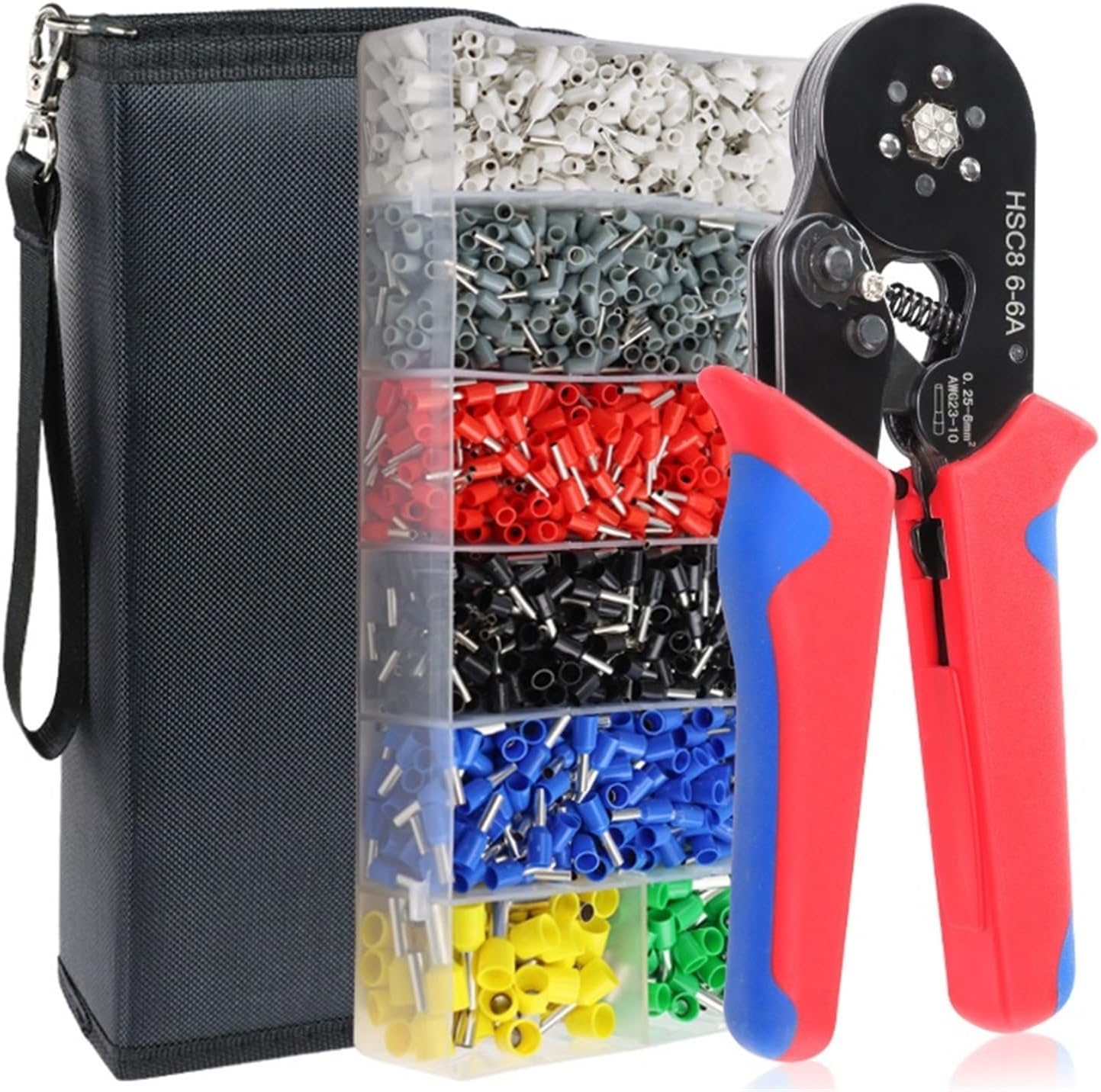 Ferrule Crimping Tool Sets HSC8 6-6A 0.25-6mm² 23-10AWG Electrical Crimper Pliers For Wire End Crimp Tube Terminals Box(HSC8 6-6A)