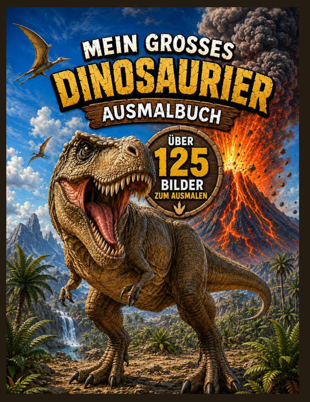 Mein großes Dinosaurier Ausmalbuch: Über 125 realistische Dinosaurier und Urzeit-Szenen zum Ausmalen