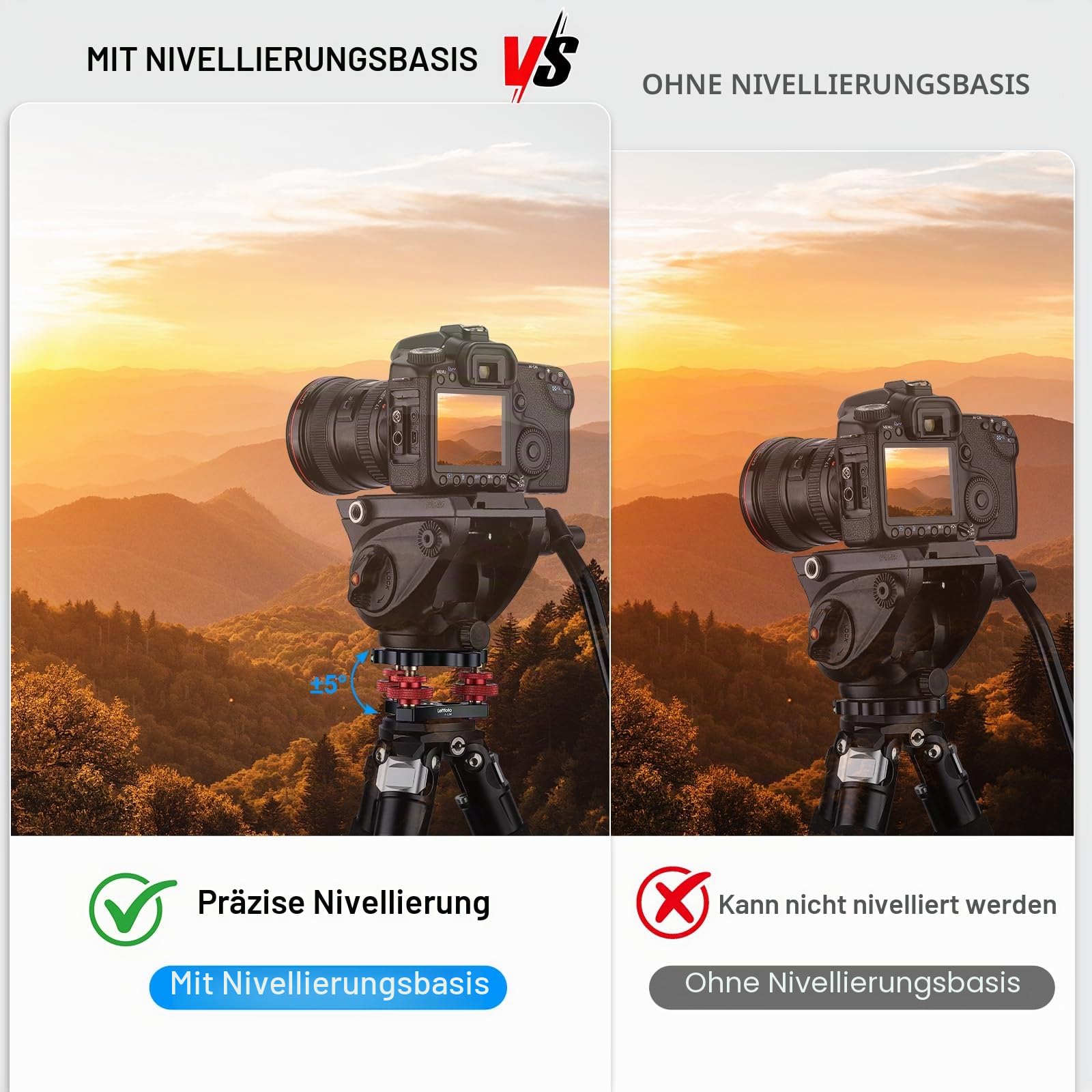 Stativ-Nivellierständer mit +/-5-Grad-Präzisions-Einstellungshalterung für Seestar S50/Panoramakopf, Kugelkopf, Videokopf und Stativ