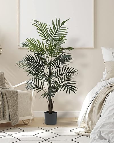 Miniatura 3 de Fuxdre Plantas artificiales de palmera areca artificial, palmera tropical de seda, planta falsa de tacto real para decoración de interiores y